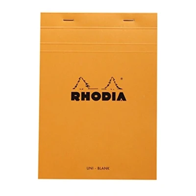 Immagine di RHODIA 16000C Bloc Notes Punto metallico N16 arancione A5 80 Fogli staccabili carta Clairefontaine Uni bianco g/m Copertina in rivestita flessibile, Resistente e impermeabile Basics
