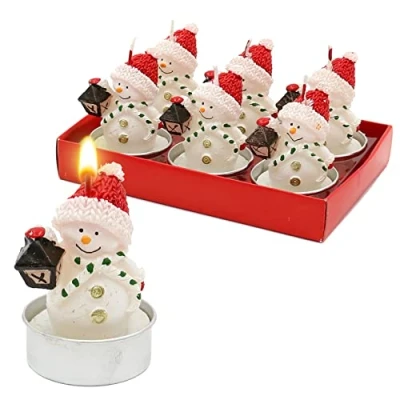 Immagine di Dekohelden24 W 10027748 Set di 6 lumini a forma pupazzo neve con lanterna, dimensioni: 4 x 7 cm