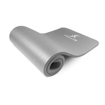 Immagine di ProsourceFit Extra Thick Yoga and Pilates Mat 1&quot; (25mm) 71 inch Long High Density Exercise with Comfort Foam Carrying Strap, Grey