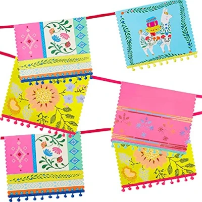 Immagine di Talking Tables BOHO BUNT POM MUL Ghirlanda di Carta PON (4 m) Colorata Festa Messicana Forniture Compleanno, Festival, Decorazioni Encanto, striscioni, Feste in Giardino, Ghirlandboho