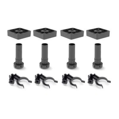 Immagine di Emuca Gambe per mobili, Piedi mobile in plastica colore nero, Set di 4 piedini regolabili altezza 150mm