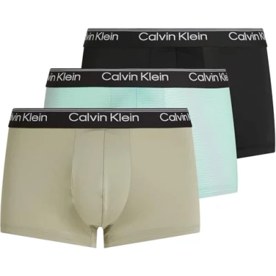 Immagine di Calvin Klein Pantaloncini Boxer Confezione da 3 Uomo Low Rise Trunks Cotone Elasticizzato, Multicolore (Blk, Palm Leaf Str_Beau Bl, F Mauve), XL