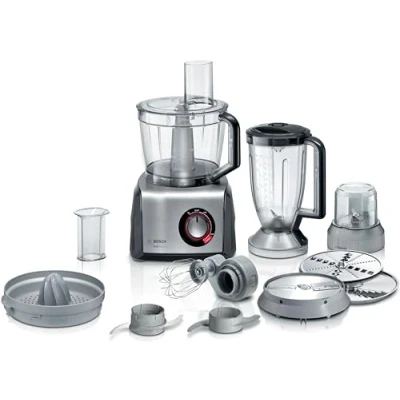 Immagine di Bosch, MC812M844, Elettrodomestici MultiTalent 8 Robot da Cucina Multifunzione Compatto, 1250 W, Ciotola 3,9 l, Accessori per Tagliare, Macinare, Impastare, Grattugiare e Montare