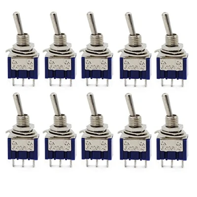 Immagine di Aussel 10 pezzi AC 125V 6A ON 3 Pin 2 Position Mini Toggle Switch per Arduino