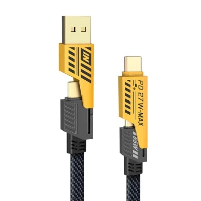 Immagine di YISH Multi Cavo di Ricarica 4 in 1：[1.8M] Nylon Universale Multiplo USB Cavetto con A/USB Tipo C a 65W C+ 27W PD Dati Filo Caricatore Compatibile iPhone Samsung Huawei MacBook iPad