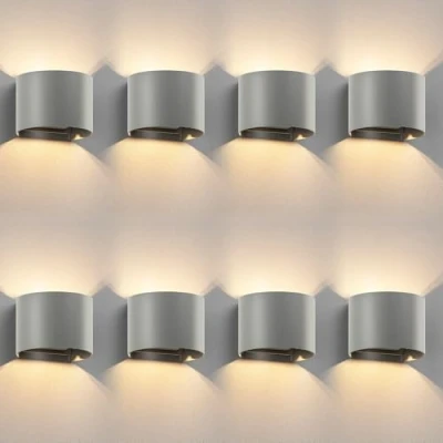 Immagine di ledscom.de 8 x RUNEL lampada da parete per esterni, IP65, up/downlight, grigio opaco, rotonda, 1x G9 max. 10W
