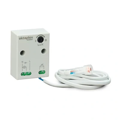 Immagine di Oktaplex Rosa Mini interruttore crepuscolare da incasso sensore esterno IP65 e interno 230V bianco