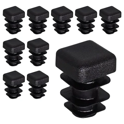 Immagine di SKIR&#039;CO tappi quadrati in plastica da 10 x mm, per tubi opachi, inserti quadrati, pali recinzioni, colore nero RAL 9005, pezzi