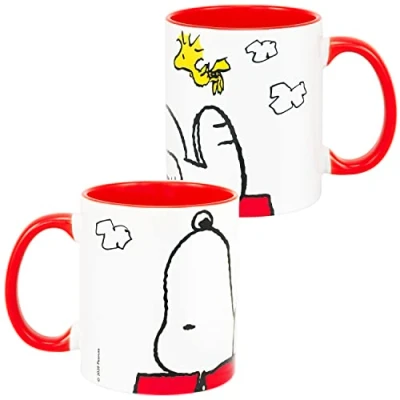 Immagine di The Peanuts Snoopy. Tazza da caffè modello “Mach Mal Pause (trad: fai una pausa ogni tanto), in ceramica, bianca, 320 ml