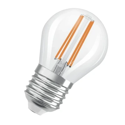 Immagine di OSRAM Lampada LED Superstar Classic P 40 dalla classica forma mini sferica, corpo in vetro trasparente, 2,2 W, 470 lm, attacco E27, luce bianca calda con 2700 K, EEK A, diametro 45 mm.