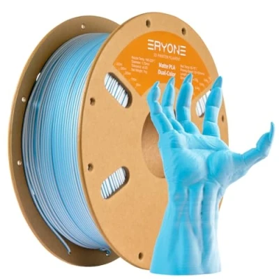 Immagine di ERYONE Matte Dual Color Coextrusion Filament PLA 1.75 mm +/ 0.03 mm, Bicolor for 3D Printers,1kg (2.2lbs)/Spool, Blue&amp;White