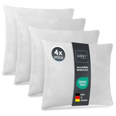 Immagine di LILENO HOME Set di 4 riempimento cuscino 45x55 cm interno lavabile a 40C adatto per allergici in poliestere come divano, la testa
