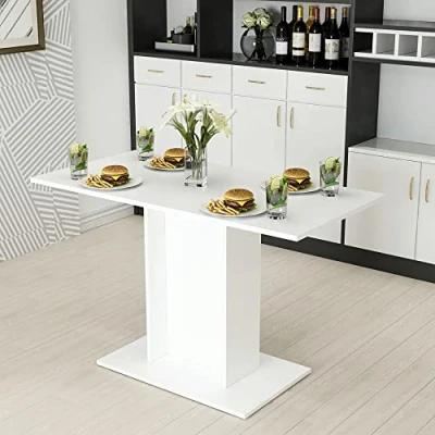 Immagine di [en.casa] Tavolo da Pranzo (AxLxP) 75 x 120 60 cm con Gamba Centrale e Piano Rettangolare Fino a 4 Posti Bianco