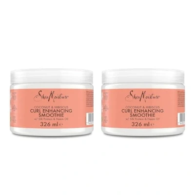 Immagine di SheaMoisture Curl Enhancing Smoothie per capelli spessi e ricci Cocco ibisco crema modellante leave in senza siliconi solfati 2 x 326 ml