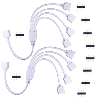 Immagine di LITAELEK 2pcs Cavo Divisore Striscia LED RGBW 1 a 4 Splitter Connettore Angolare Nastro Prolunga 5 Pin Strip Estensione per Strisce 5050, Bianco, 30cm di Lunghezza