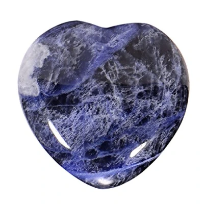 Immagine di Morella Portafortuna a forma di cuore gemma pietre preziose Sodalita africana 3 cm in un sacchetto velluto