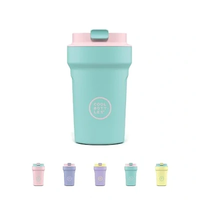 Immagine di Cool Bottles Paradise Tumbler Bicchiere Termico in Acciaio Inossidabile 350 ml Capri Ciano e Rosa Coperchio Ermetico Bevande Fredde 10 ore Calde 5 Finitura Antimacchia