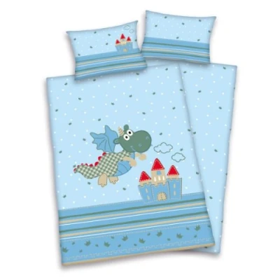 Immagine di Herding Set Biancheria da Letto Reversibile per Bambini, Motivo con Draghetto, Copripiumino 100 x 135 cm, Federa 40 60 Cotone/Renforcé
