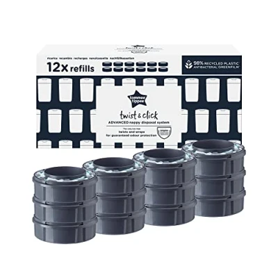 Immagine di Tommee Tippee Ricariche per Mangiapannolini Twist And Click, con Pellicola Antibatterica Greenfilm Prodotta In Modo Biologico, 12 pezzi