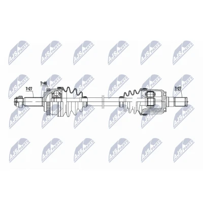 Immagine di NTY NPW HY 635 Albero motore / Semiasse Assale anteriore Sx 667mm Cambio automatico a 6 marce KIA: cee‘d II Hatchback