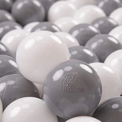 Immagine di KiddyMoon 700 Palline/7Cm Palline Morbide Colorate per Piscina Bambini Fatto in EU, Bianco/Grigio