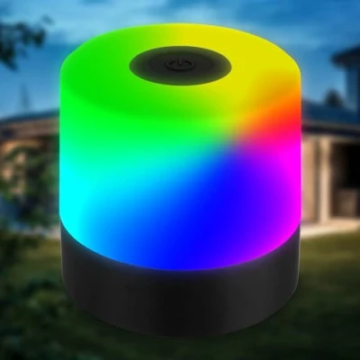 Immagine di B.K.Licht Mini lampada da tavolo LED RGBW wireless IP44 con touch, cambio colore, batteria ricaricabile, USB C, luce comodino, decorativa,luce esterna,camera dei bambini, 7x7cm, nero