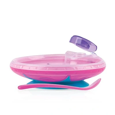 Immagine di Nuby ID5342PINK Piattino Pappacalda con Cucchiaino, Rosa