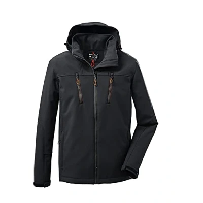 Immagine di killtec Uomo Giacca softshell/giacca da esterno con cappuccio senza zip KOW 163 MN SFTSHLL JCKT, schwarz, XL, 37711 000