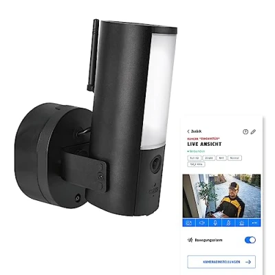 Immagine di ABUS WLAN Light Outdoor Camera (PPIC46520) Telecamera di sorveglianza intelligente con luce esterna, rilevamento persone, animali, auto, audio bidirezionale
