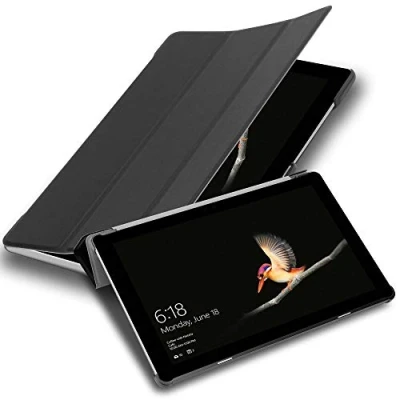 Immagine di Cadorabo Custodia Tablet per Microsoft Surface Go in NERO SATIN Copertura Protettiva Molto Sottile di Similpelle Stile Libro SENZA Auto Wake Up e Funzione Stand