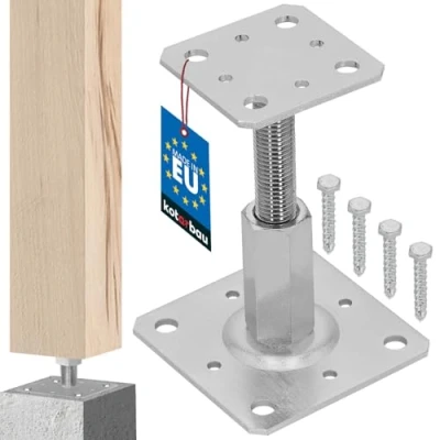 Immagine di KOTARBAU® Supporto per pali 80 x mm, regolabile in altezza, 90 150 zincato galvanico, da avvitare, piede di sostegno, sostegno
