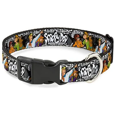 Immagine di Buckle Down Collare per cani in plastica con clip Scooby Doo Group Pose Bones, multicolore, larghezza 2,5 cm, adatto collo da 38,1 a 66 L (DC BKSR WSD014 1,0 L)