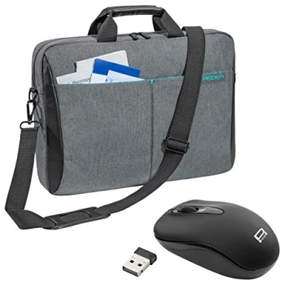 Immagine di PEDEA borsa per PC portatile &quot;Lifestyle&quot; notebook fino a 15,6 pollici (39,6 cm) con tracolla, incluso mouse wireless, grigio
