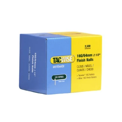 Immagine di Tacwise 0301 Chiodi di Finitura Galvanizzati Tipo 16G / 64 mm Zincata, Confezione da 2500