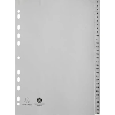 Immagine di Intercalare numerico in PP riciclato 31 tasti 1 grigio A4 Exacompta