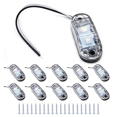 Immagine di NUZAMAS Set di 10 luci laterali a LED, 12V/24V, impermeabilità IP65, in plastica ABS, 2 indicatore posizione, luce anteriore e posteriore, bianca fredda, adatto per camion, barche