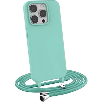 Immagine di MyGadget Cover per iPhone 15 Pro Custodia con Corda Case Cordino Opaca Antiurto/Bumper Laccio/Tracolla Practical Stylish Collo Verde menta