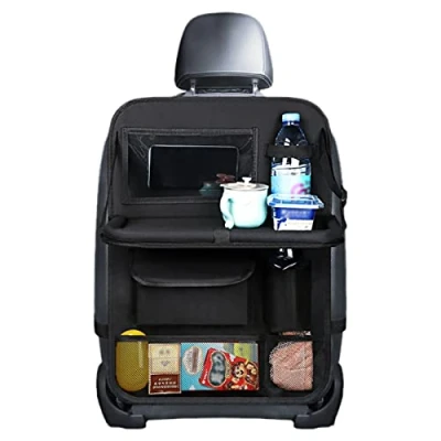 Immagine di Gsrhzd Organizer Auto, Protezione Sedile Proteggi Sedili Auto Bambini, con Multi tasca tavolino pieghevole e Supporto Trasparente, per i Bambini Viaggiare Uso Quotidiano