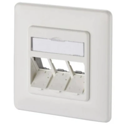 Immagine di Metz Connect 130B20D31002KE Presa di rete Da incasso Inserto con piastra centrale e telaio Non classificata 3 Porte Bianco puro (RAL 9010)