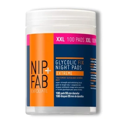 Immagine di Nip+Fab Nip + Fab Glycolic Fix Night Pads Extreme, esfolianti per il viso, Acido glicolico, Peel AHA, 100 pezzi