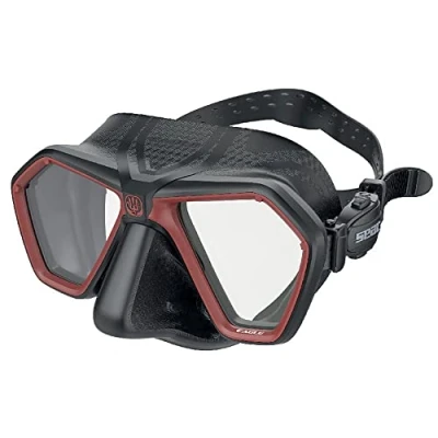 Immagine di SEAC Eagle, Maschera Compatta a Volume Ridotto per Apnea e Pesca Subacquea, Nero/Rosso, Standard