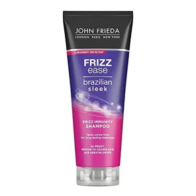 Immagine di John Frieda Frizz Ease Brazilian Sleek Immunity Smoothing Shampoo, 250 ml, per capelli crespi medio grossolani