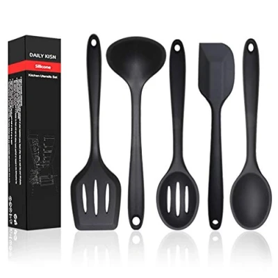Immagine di silicone utensili set spatole flessibile in resistente al calore strumenti di cottura antiaderente senza BPA FDA professionale da cucina gadget Fine