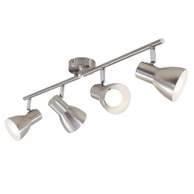 Immagine di BRILONER Leuchten Plafoniera, lampada da soffitto, faretti orientabili e inclinabili, 4x E14, max. 25 Watt, retrò, nichel opaco, 605x80x150 mm (LxPxH)