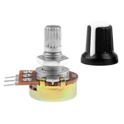 Immagine di OcioDual Potenziometro B10K 10K Lineare Monogiro 10KOHM 15mm + Tappo Bianco per Raspberry