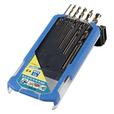 Immagine di wolfcraft Set di punte Per metallo in acciaio super rapido con cobalto rettificate, da 6 pz. I 7118000 forare materiali molto duri e resistenti