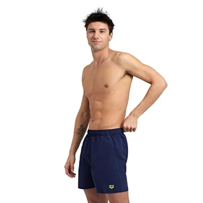 Immagine di arena Fundamentals Boxer R Costume Uomo Mare e Piscina, da Bagno in Morbido Tessuto Riciclato ad Asciugatura Rapida, , Blu (Neon Blue.Soft Green), M