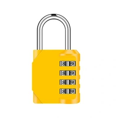 Immagine di lucchetto combinato, a combinazione 4 cifre, lucchetti per armadietti con codice, resistente alle intemperie, esterni scuole, cancello, 1 pezzo giallo