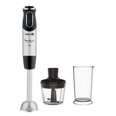 Immagine di Moulinex DD6578 Quickchef 2in1 Frullatore a Immersione, 1000 W, Mixer con Tecnologia Powelix e 10 Velocità, 2 Accessori, Bicchiere 800 ml Tritatutto 500 ml, Lame in Acciaio Inossidabile