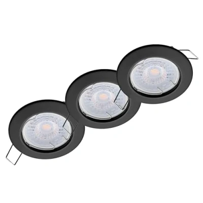 Immagine di Oktaplex Lighting Sedan Set di 3 faretti a incasso LED con modulo da 4,8 W 2700K 230V 380lm bianco caldo 110 Spot nero, misura del foro 60 70 mm